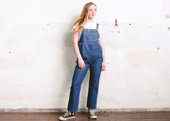 straight leg denim overalls