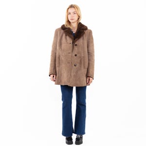 70s Beige  Sheepskin Coat, Size L Vintage Beige Sheepskin Coat, Rugged Shearling Coat, Western, NorthernGirlStore, Womens Clothing