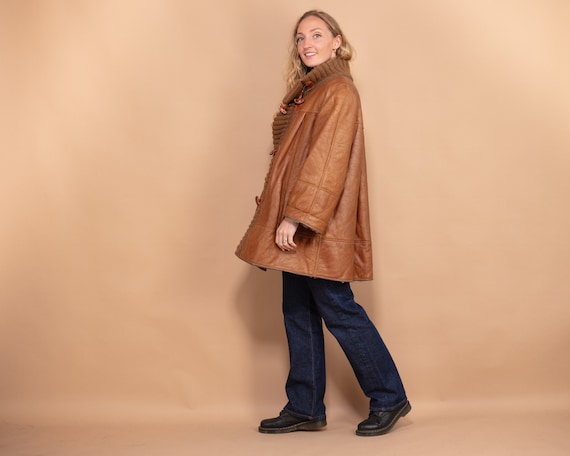 Oversized Sheepskin Coat 80s, Size XL, Shearling … - image 2
