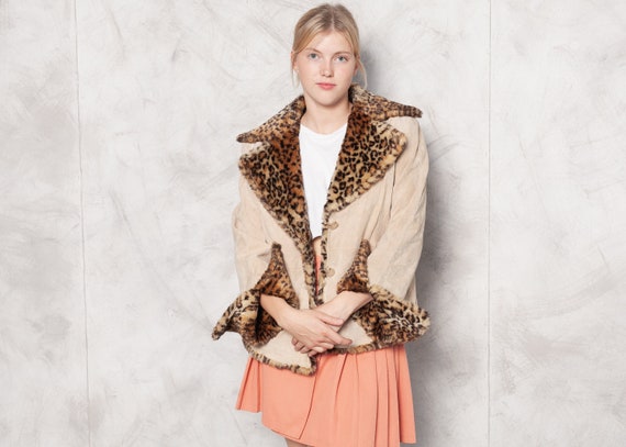 90s Faux Fur Lined Suede Jacket Beige Suede Jacket
