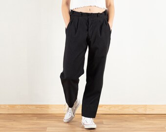 Black Pleated Pants Women vintage 90s smart casual pants wool trousers high waisted trousers classic pants women clothing size medium