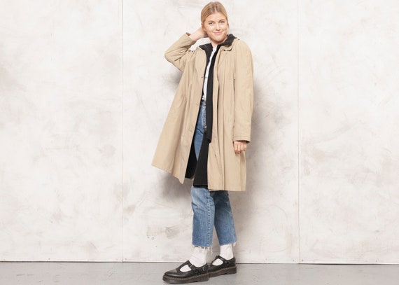 80s Autumn Coat Women Vintage Beige Mac Coat Women