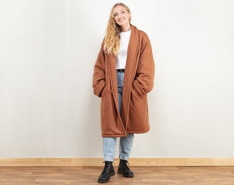 Winter Vintage Coat, Brown Wool Coat, Size XXL, Women Overcoat, Vintage 80s Coat, Womens Clothing, Oversized Outerwear, Loose Coat