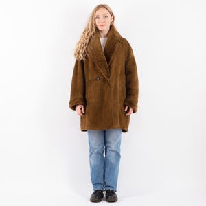 80s Sheepskin Shearling Coat, Size XXXL Vintage Shearling Coat, Western Cowgirl Coat, Vintage Outerwear, Western Ranch Wear, Womens Clothing