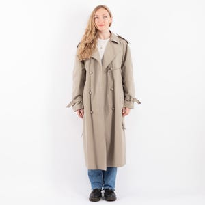 Oversized Beige Trench Coat, Size L/XL Trench Coat, Double Breasted Office Coat, Commuter Coat, Retro Trench, Minimalist Business Wear