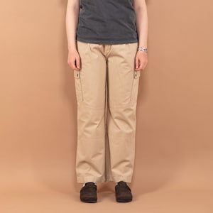 Y2K Beige Cargo Pants, Women Size M Cargo Pants, Retro Streetwear, Straight Leg Cargo Pants, Vintage Cargo Pants, Urban Streetwear