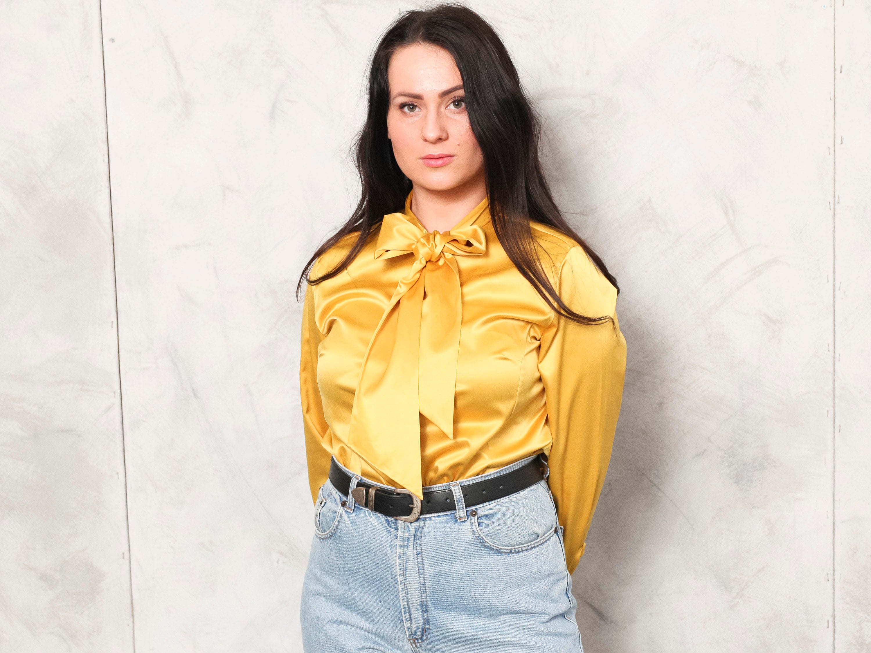 Camicetta da donna gialla retr NARA CAMICIE camicia vintage