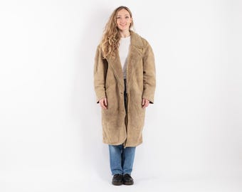 80s Vintage Shearling Sheepskin Coat, Western Overcoat, Size L