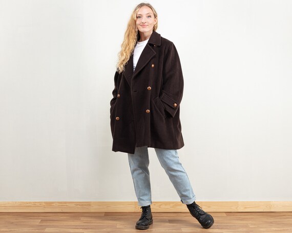 brown wool peacoat