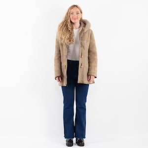 Distressed Hooded Sheepskin Coat, Size S/M Vintage Sheepskin Coat, Retro Overcoat, Rugged Western Apparel, Vintage Boho, NorthernGirlStore
