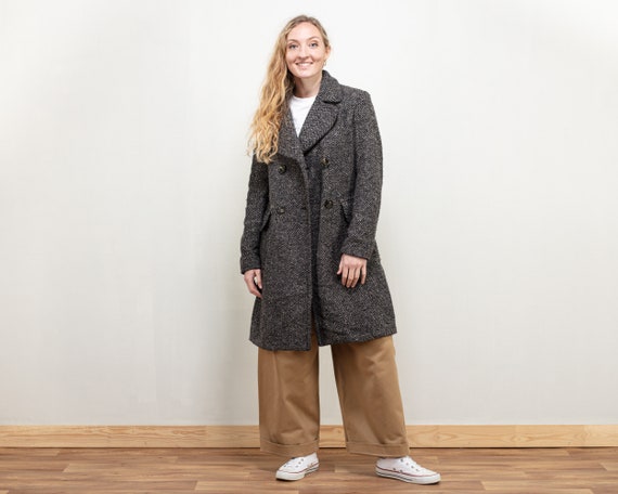Benetton Wool Coat Women Vintage 80s Winter Coat Long Jacket Mac
