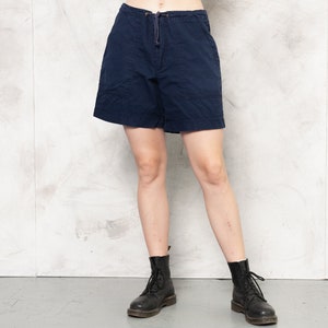 Vintage 90s Blue Cargo Shorts . 90s Blue Cotton Beach Shorts Navy Summer Shorts with Pockets 1990s Plain Basic Shorts 90s Wear . size Medium