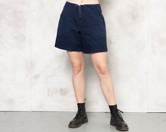 Vintage 90s Blue Cargo Shorts . 90s Blue Cotton Beach Shorts Navy Summer Shorts with Pockets 1990s Plain Basic Shorts 90s Wear . size Medium