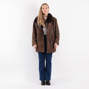 80s Brown Sheepskin Coat, Size L Vintage Shearling Coat, Western Cowgirl Coat, Urban Sheepskin Coat, Vintage Ranch Wear, Womens Clothing