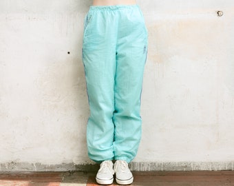 Vintage Blue Shellsuit Bottoms Workout Pants . Joggers Sports Pants  Shell Pants 80s Clothing . size Small