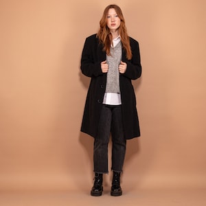00s Wool Blend Coat, Size XL Vintage Wool Coat, Gray Wool Coat, Oversized Wool Coat, Gray Wool Topcoat,  Office Coat, Minimalist Coat