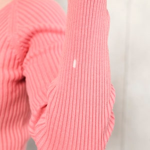 Y2K Knit Top 2000s coral pink sweater casual retro tee textured cotton spring top long sleeve top women vintage clothing size xs extra small zdjęcie 8