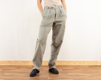 Pleated Women Pants vintage 90s trousers high rise pants suit pants wide leg trousers smart casual clothing size medium