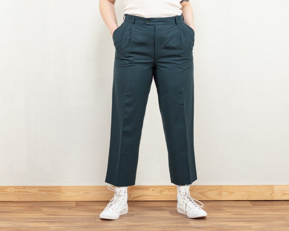 Green Women Pants Vintage 80s Forest 
