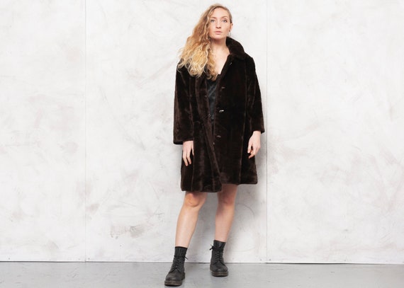 80s Faux Fur Coat Teddy Coat Brown Coat Vintage So