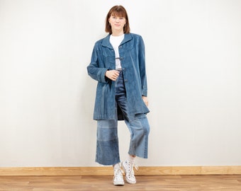 blue suede coat