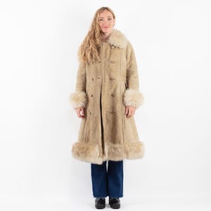 70s Distressed Penny Lane Sheepskin Coat, Size Small S Afghan Coat, Boho Style Brown Overcoat, Vintage Women Outerwear, Vintage Fur Coat