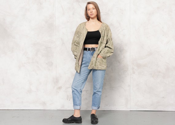 Vintage 80s Patterned Suede Jacket Vintage Olive G