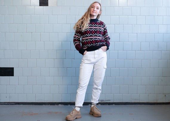 80s Geometric Print Sweater . Vintage 