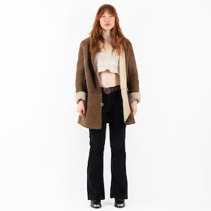 70s Vintage  Sheepskin Coat, Size M Vintage Beige Sheepskin Coat, Rugged Shearling Coat, Western, NorthernGirlStore, Distressed Clothing