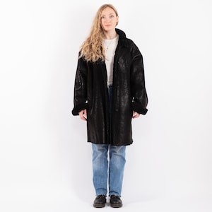 Oversized Black Sheepskin Coat, Size XL/XXL Shearling Coat, Black Leather Coat, Oversized Shearling Coat, Womens Clothing, NorthernGirlStore