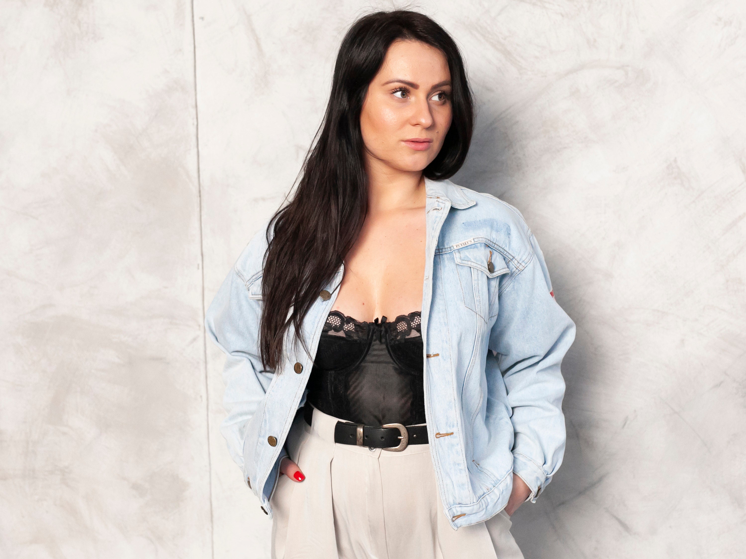 Light Denim Jacket Vintage 90s Women 