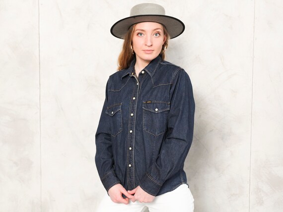 Y2K LEE Shirt Western Style Jean Shirt 