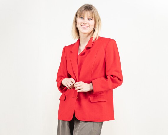 Women Red Blazer Jacket Italian Vintage 