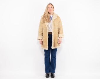 70s Distressed Sheepskin Coat, Rugged Wester Wear, Size S/M