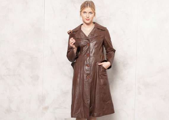 Insulated Leather Coat 70s Brown Leather Outerwear