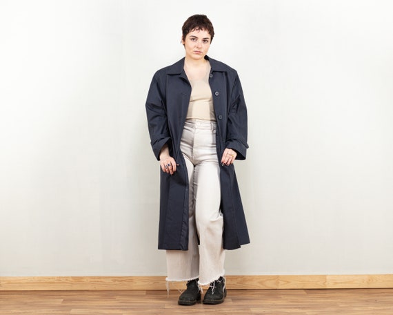 Blue Mac Coat vintage gabardina azul oscuro simple minimalista | Etsy México