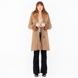 70s Distressed Sheepskin Coat, Size S Vintage Beige Sheepskin Coat, Rugged Shearling Coat, Western, NorthernGirlStore, Womens Clothing
