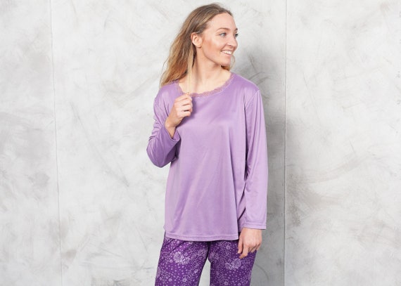 Vintage 90s Pajama Set Purple . Vintage PJs Women… - image 8