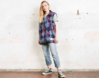 90s Sleeveless Shell Jacket . Windbreaker Colourblock Vest Purple Patterned Jacket Vintage 90s Oversized Sports Top . size Extra Large XL