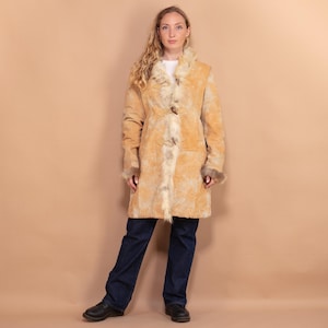 Sheepskin Long Coat 90&#39;s, Size M Vintage Sheepskin Coat, Shearling Afghan Coat, Boho Hippie Coat, Almost Famous Coat, Penny Lane Coat