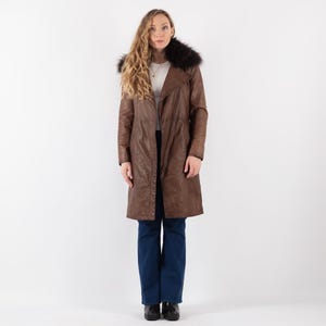90s Oversized Leather Coat, Size Small XS/S Brown Leather Coat, Retro Minimalist, Mod Style Leather Coat, Timeless Wear, NorthernGirlStore