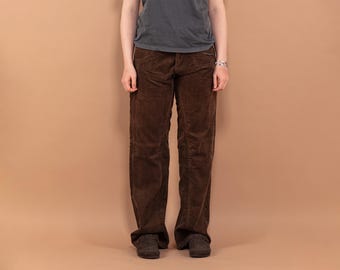 Pantalones de pana marrón estilo vintage de los 90, estilo urbano holgado, talla XXL