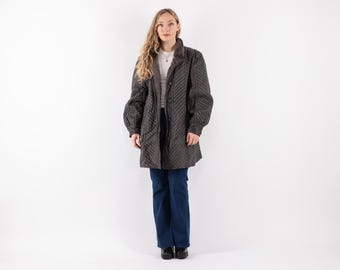 80s Vintage Gray Sheepskin Shearling Overcoat, Women's Size XL