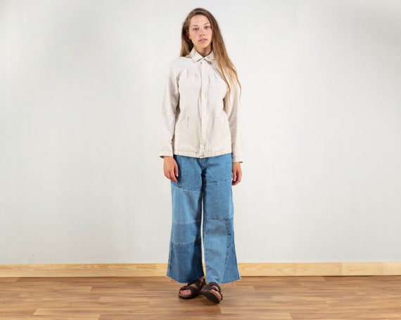 Women Neutral Jacket Linen Blend Zip up Shirt Vintage 90s Shacket Clothing  Lightweight Shirt Overshirt Woman 90s Vintage Size Medium - Etsy