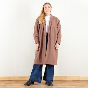 Abrigo de lana vintage, talla grande, abrigo de mujer de los años 60, abrigo de mezcla de lana marrón, abrigo de invierno, abrigo de lana, abrigo extragrande, abrigo retro