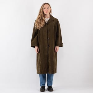 90&#39;s Faux Suede Mac Style Coat, Size L Mac Overcoat, Everyday Commute Coat, Office Style Mac Coat, Office Siren, Minimalist Mod Outerwear