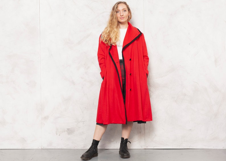 red oversized coat