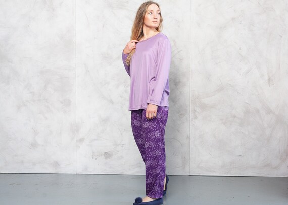 Vintage 90s Pajama Set Purple . Vintage PJs Women… - image 3