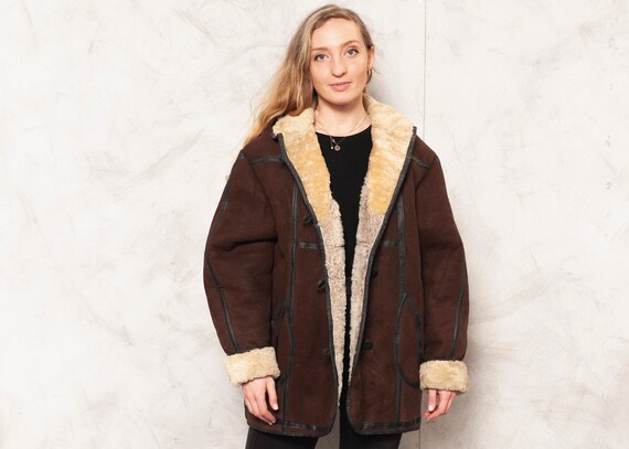Suede Sheepskin Jacket Patched Jacket Vintage 70s