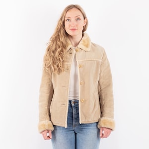 Beige Suede Sherpa Jacket, Size XS Beige Suede Jacket, Cowgirl Ranch Jacket, Vintage Boho, Western Ranch Wear, NorthernGirlStore, Distressed